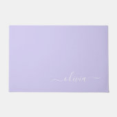 Paillasson Lavande Purple Script Moderne Fille Monogramme Nom (Devant)