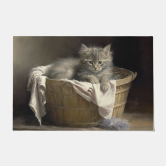 Paillasson Lave-linge Ou Portrait De Kitten Gris En Temps De 