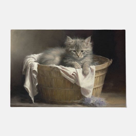 Paillasson Lave-linge Ou Portrait De Kitten Gris En Temps De (Devant)