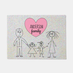 Paillasson Le bâton mignon de nom de famille figure le dessi