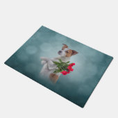 Paillasson Le chien de Jack Russell Terrier tient un bouquet  (Incliné)