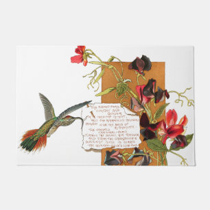 Paillasson Le colibri fleurit le poème floral d'île de