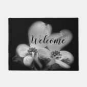 Paillasson Le Dogwood Fleurit En Noir Et Blanc (Devant)