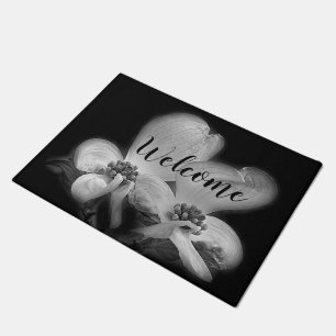 Paillasson Le Dogwood Fleurit En Noir Et Blanc