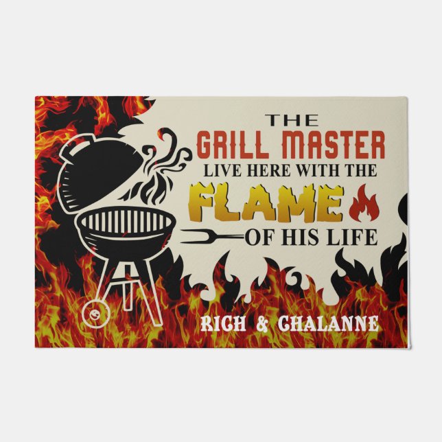 Paillasson Le Grill Master Vit Ici Avec La Flamme  (Devant)