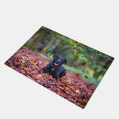 Paillasson Le Labrador Noir Dans Les Feuilles D'Automne (Incliné)