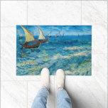 Paillasson Le littoral des Saintes-Maries | Vincent van Gogh<br><div class="desc">Paysage marin à Saintes-Maries (1888) par Vincent van Gogh capture le mouvement dynamique de la mer le long de la côte des Saintes-Maries-de-la-Mer dans le sud de la France. Ce tableau présente les coups de pinceau énergiques de Van Gogh et l'utilisation audacieuse de la couleur, représentant des bateaux de pêche...</div>
