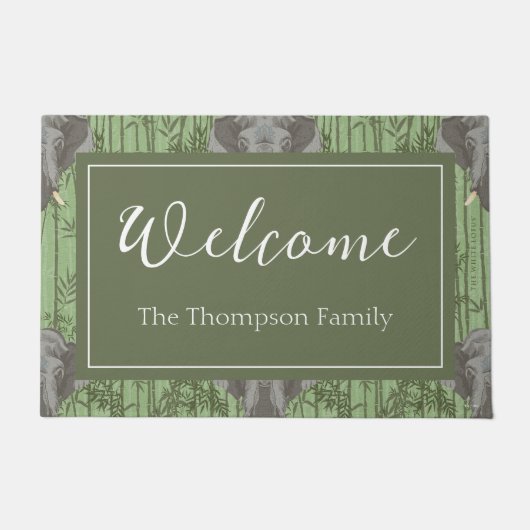 Paillasson Le Motif blanc des éléphants majestueux Lotus (Devant)