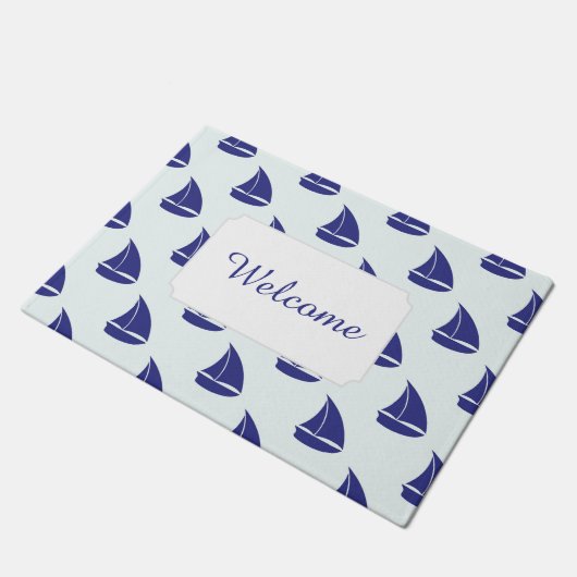 Paillasson Le motif | de voilier de bleu royal ajoutent votre (Incliné)