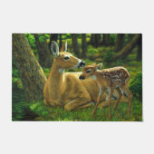 Paillasson Le printemps blanc Fawn et la mère Deer (Devant)