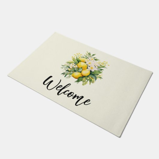 Paillasson Lemon Bouquet with White Blossoms Welcome (Incliné)