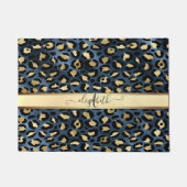 Paillasson Léopard Motif bleu or Monogramme (Devant)