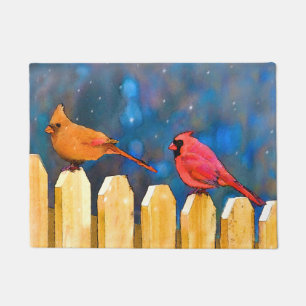 Paillasson Les cardinaux sur la peinture de clôture - Art or