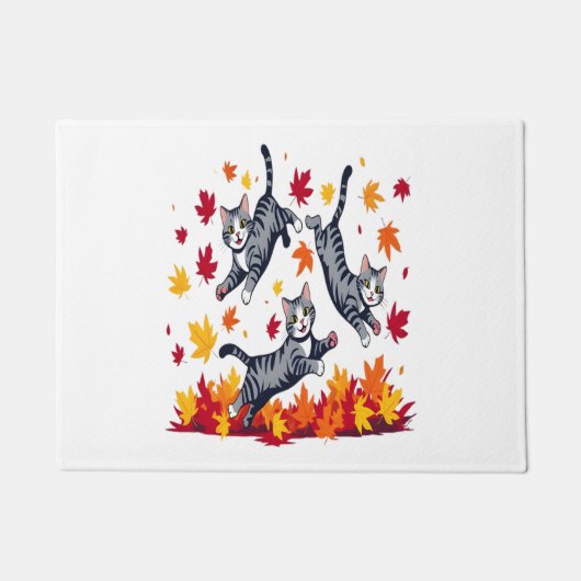 Paillasson Les chats jouent dans les feuilles d'automne (Devant)