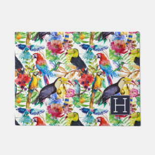 Paillasson Les perroquets colorés d'aquarelle   ajoutent