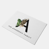 Paillasson LETTRE Feuille Tropicale Faux Gold Foil A Monogram (Incliné)