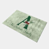 Paillasson Lettre Florale d'hiver illustrée A personnalisée (Incliné)