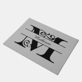 Paillasson Lettre M fleurie monogramme avec nom mat (Incliné)