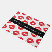 Paillasson Lèvres Rouges, Rouge, Motif Des Lèvres, Votre Nom (Incliné)