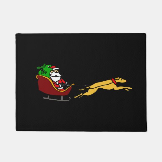 Paillasson Lévrier drôle tirant Noël Sleigh (Devant)
