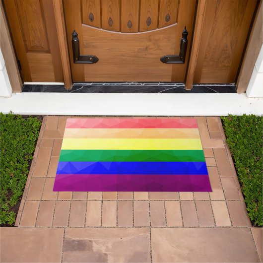 Paillasson LGBT drapeau arc-en-ciel lignes motif de maillage (De plein air)