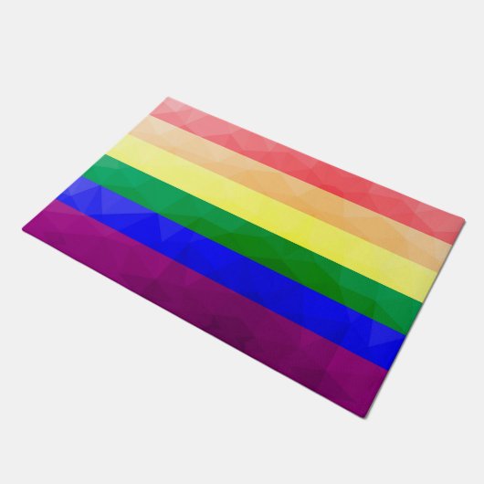 Paillasson LGBT drapeau arc-en-ciel lignes motif de maillage  (Incliné)