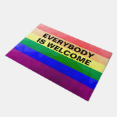 Paillasson LGBT drapeau arc-en-ciel lignes motif de maillage  (Incliné)