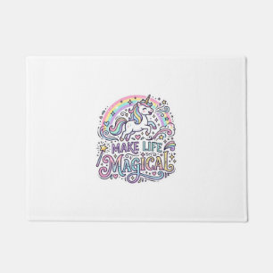 Paillasson Licorne Rendre La Vie Magique Typographie Vectorie