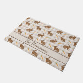 Paillasson Lièvres Rustiques Et Carottes Gingham Beige Printe (Incliné)