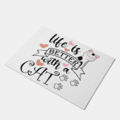Paillasson Life is Better With a Cat quote slogan (Incliné)