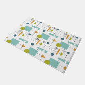 Paillasson Lignes De Formes Vertes Turquoise Orange Mi-Siècle (Incliné)