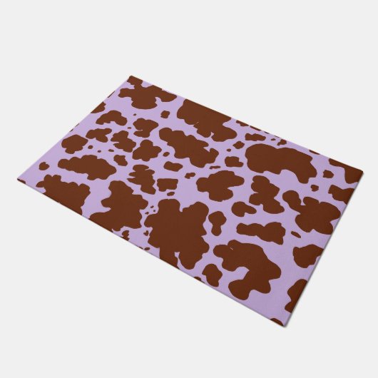 Paillasson Lilac Purple moderne et peau Brown de vache Imprim (Incliné)