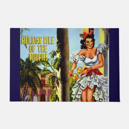 Paillasson L'île de Vacances Cuba Vintage voyage (Devant)