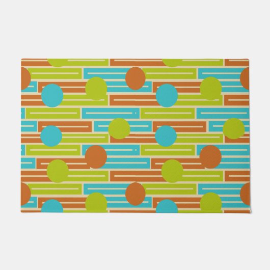 Paillasson Lime Green, Cinnamon Brown, Rectangles Turquoise (Devant)