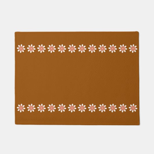 Paillasson Limite de bordure Fleur Retro Terre Brown (Devant)