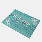 Paillasson Limpet de sébaste en bois rustique Bleu coquille (Incliné)