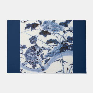 Paillasson Lion japonais vintage et pivoine