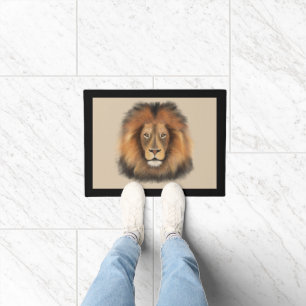 Paillasson lion roi de la jungle aquarelle réaliste mâle