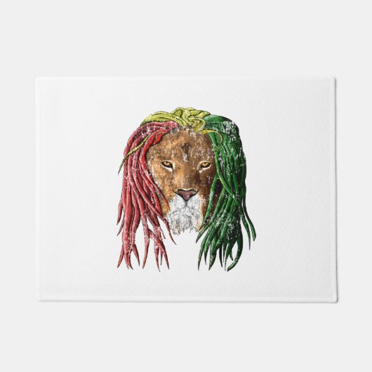 Paillasson Lion vintage de reggae de Rasta (Devant)