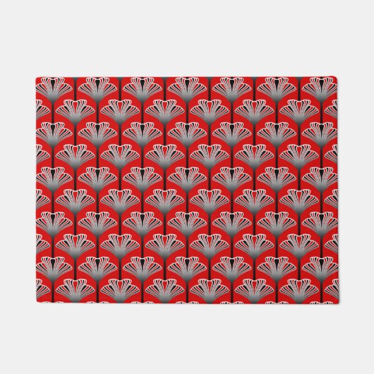 Paillasson Lis d'art déco, rouge-foncé et gris/gris (Devant)