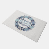 Paillasson Littoral de Noël Tropical Sea Shell Wreath -Bleu (Incliné)