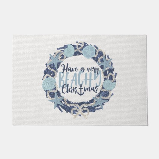 Paillasson Littoral de Noël Tropical Sea Shell Wreath -Bleu (Devant)