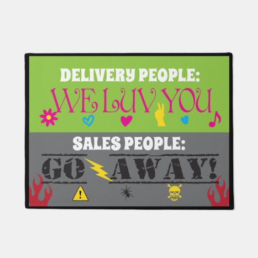 Paillasson Livraison Drôle Personnes Nous Luv Vous Ventes All (Devant)