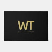 Paillasson Logo des initiales en or noir personnalisées (Devant)