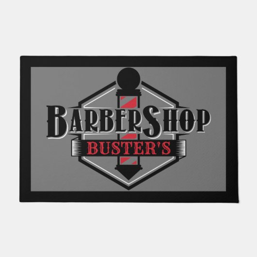 Paillasson Logo noir et rouge en coiffure Personnalisez 24 po (Devant)