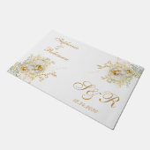 Paillasson Logo or Floral Monogram Mariage Cadeau (Incliné)