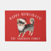 Paillasson Long Haired Chihuahua Joyeux Howlidays Noël (Devant)