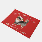 Paillasson Long Haired Chihuahua Joyeux Howlidays Noël (Incliné)