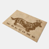 Paillasson Long Haired Daschund Chien W/ Couronne Vintage (Incliné)