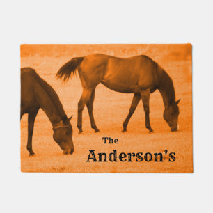 Paillasson L'ouest sauvage, chevaux, ajoutent la natte de nom